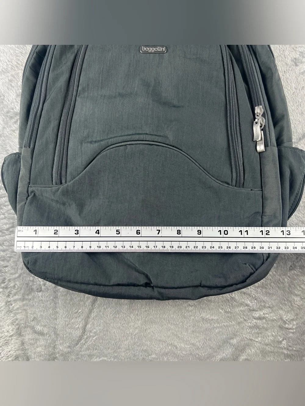 Baggallini Travel Backpack Gray Nylon Laptop Carry On Organizer Bag Pink Lining